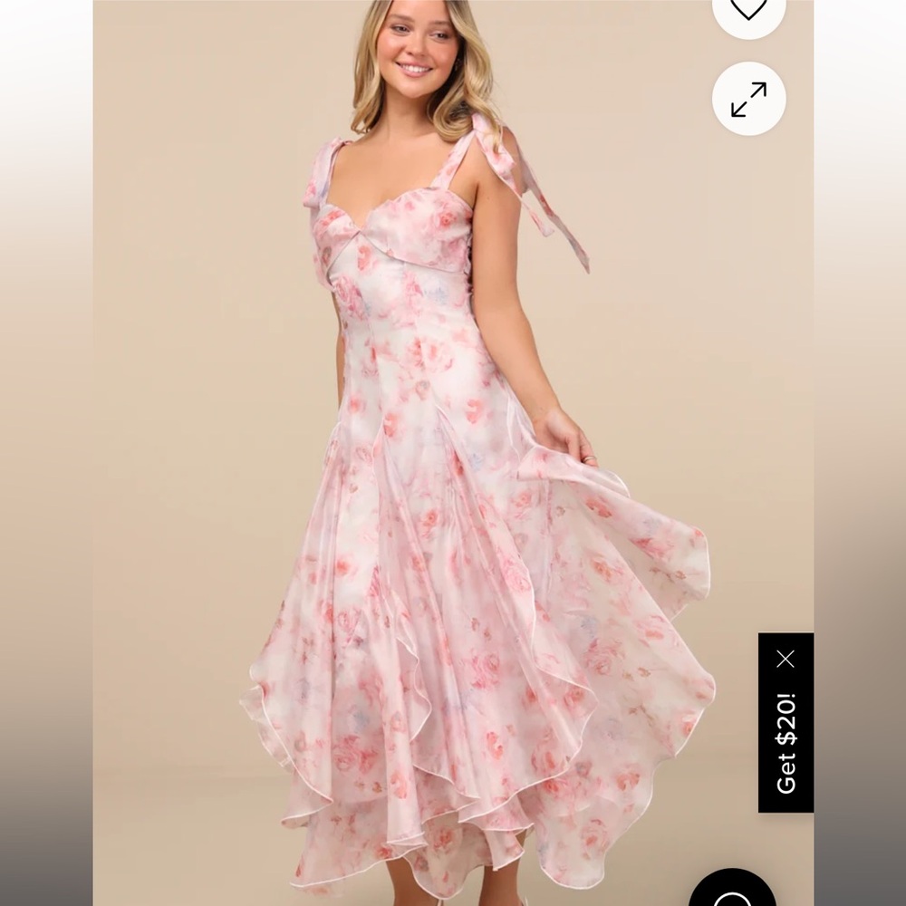 NWT Lulu's Pink Floral Maxi Dress